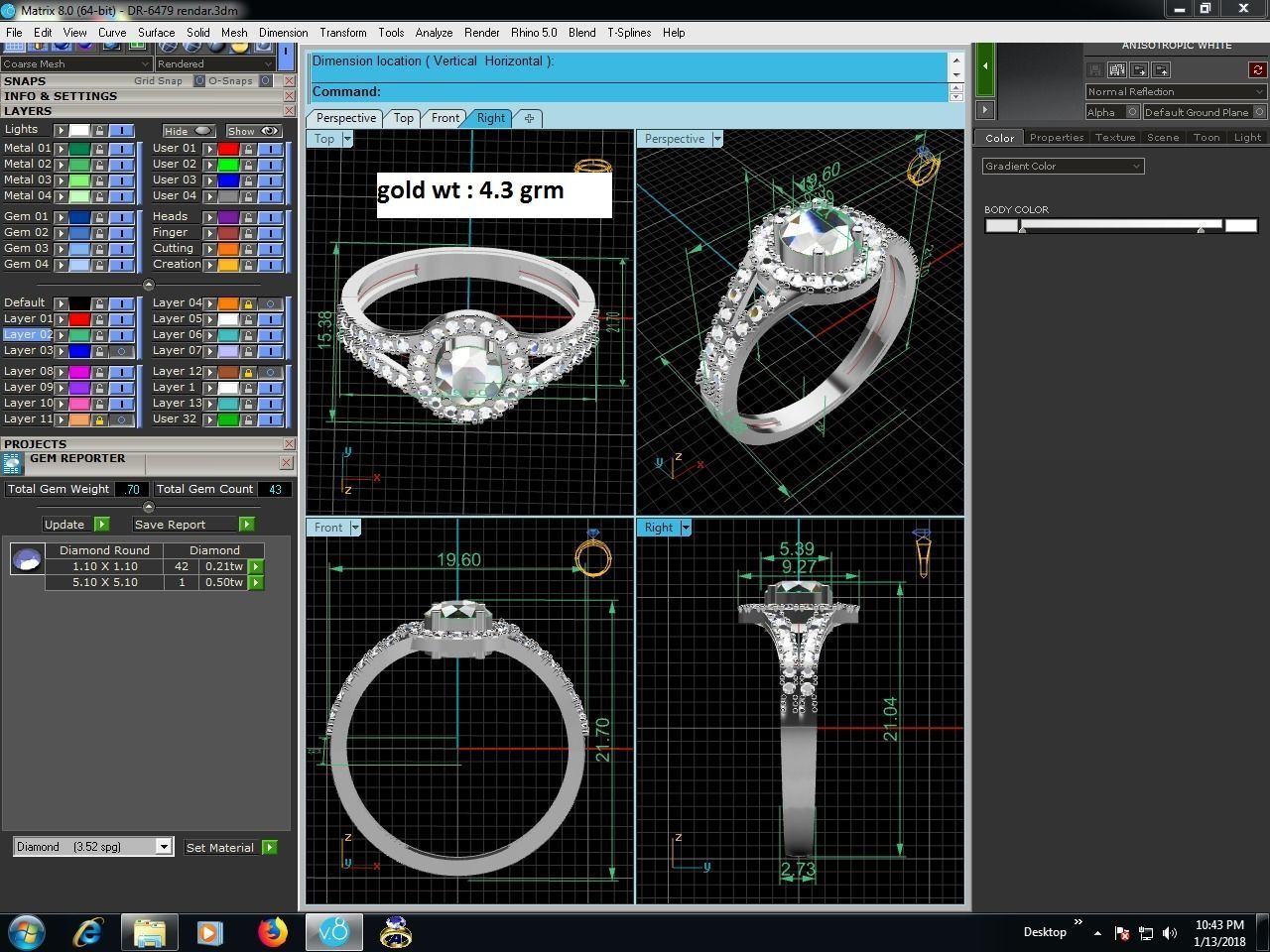 Ring-6479 diamond engagement ring gold 3D print model_9