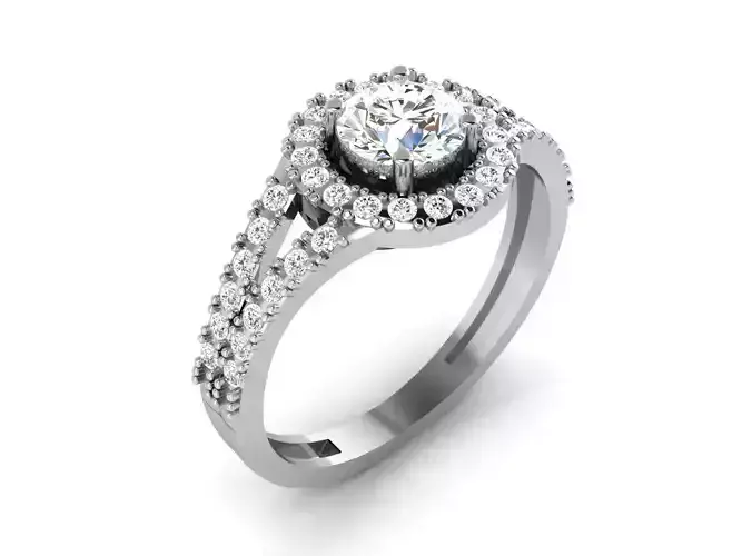 Ring-6479 diamond engagement ring gold 3D print model