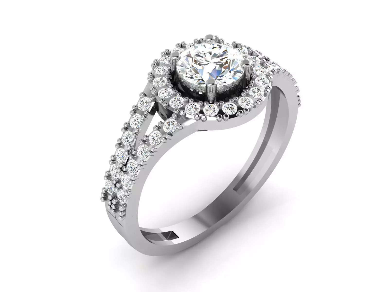 Ring-6479 diamond engagement ring gold 3D print model_0