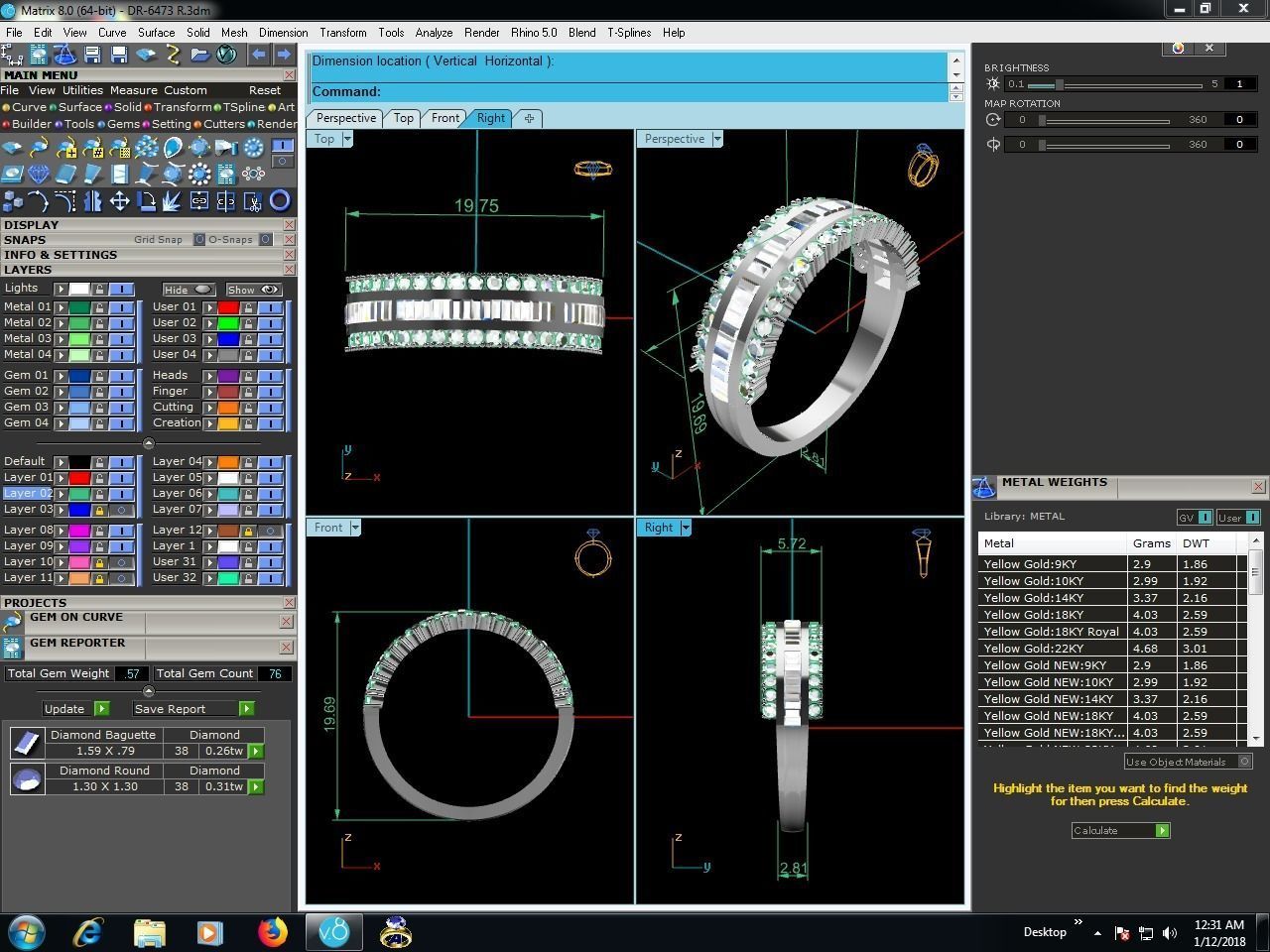 Ring-6474 diamond eternity ring in gold 3D print model_9
