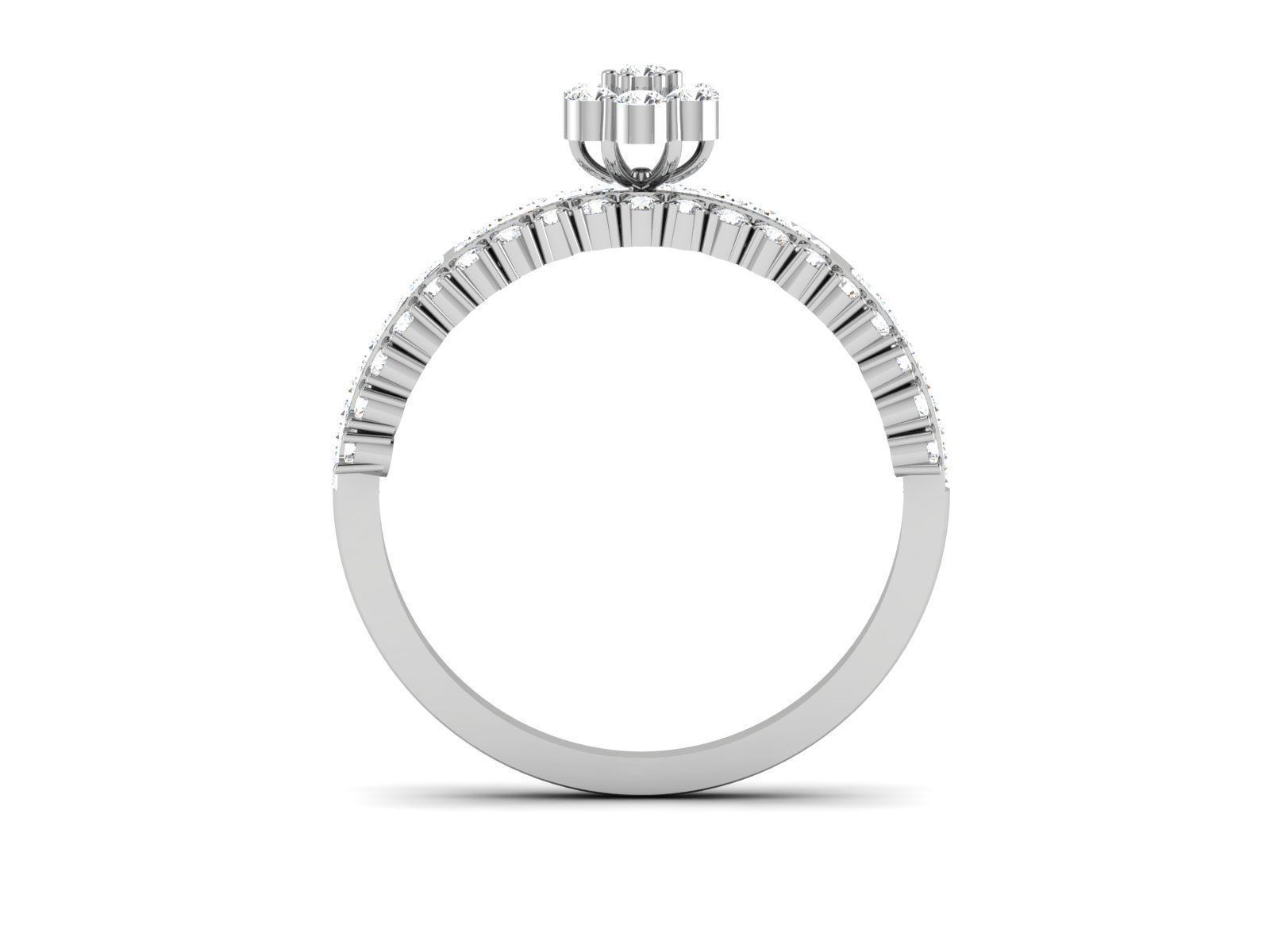 Ring-6473 diamond engagement ring with baguette cut diamonds 3D print model_2