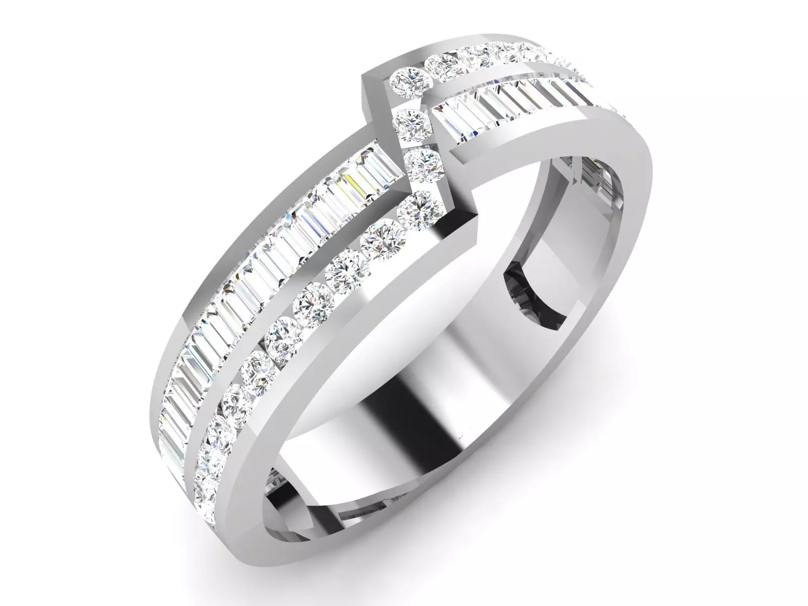 Ring-6472 diamond wedding band gold 3D print model_0