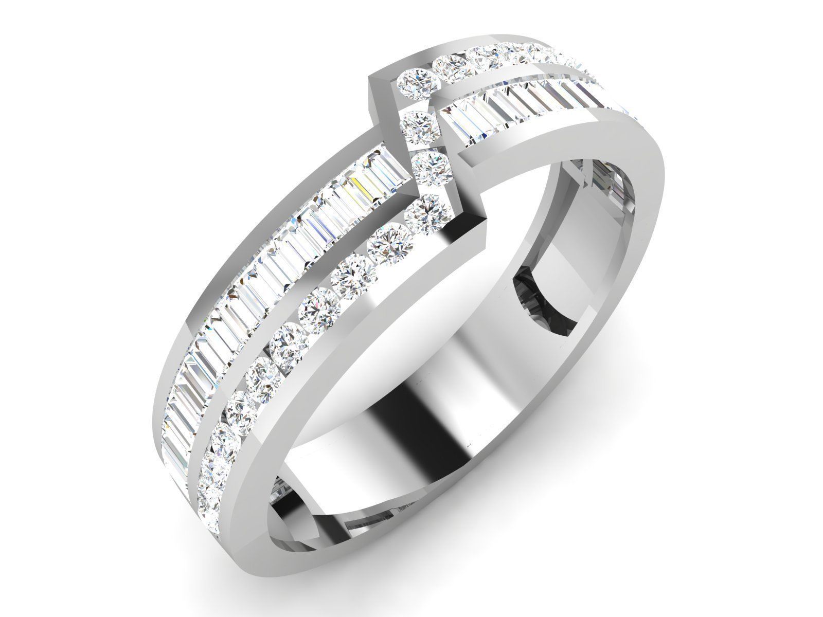 Ring-6472 diamond wedding band gold 3D print model_1