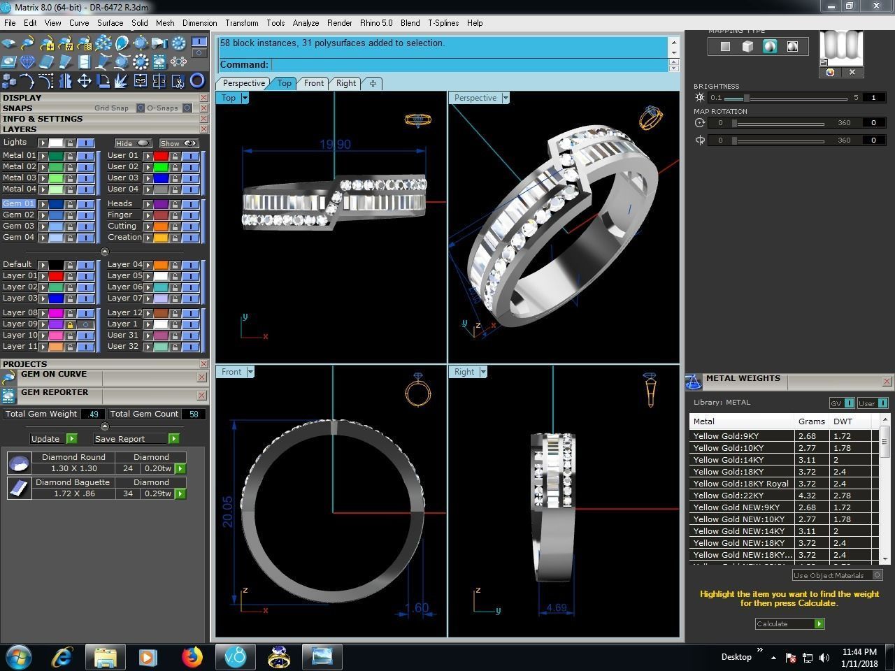 Ring-6472 diamond wedding band gold 3D print model_9