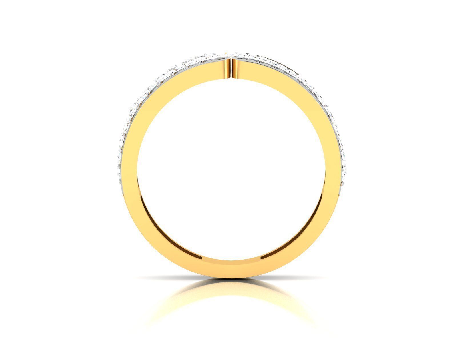 Ring-6470 gold and diamond ring with baguette cut diamonds 3D print model_1