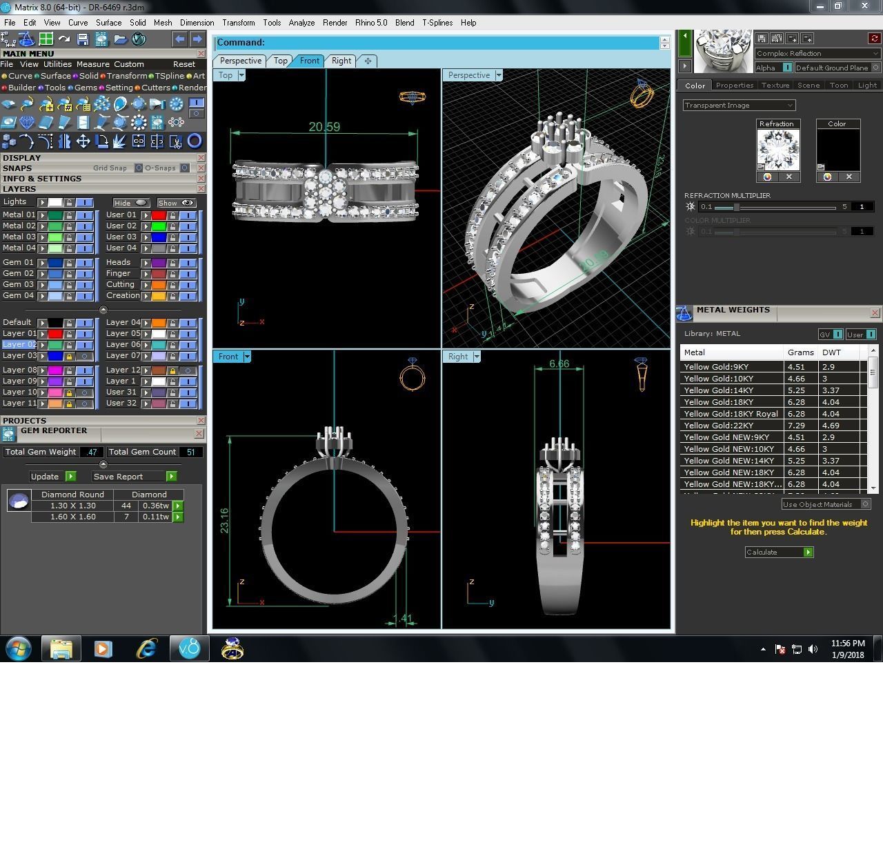 Ring-6469 diamond engagement ring gold 3D print model_9