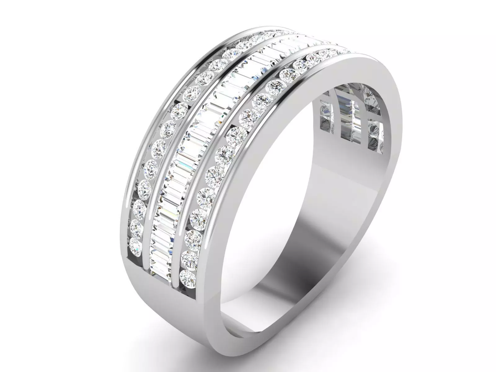 Ring-6468 gold wedding band with diamonds 3D print model_0