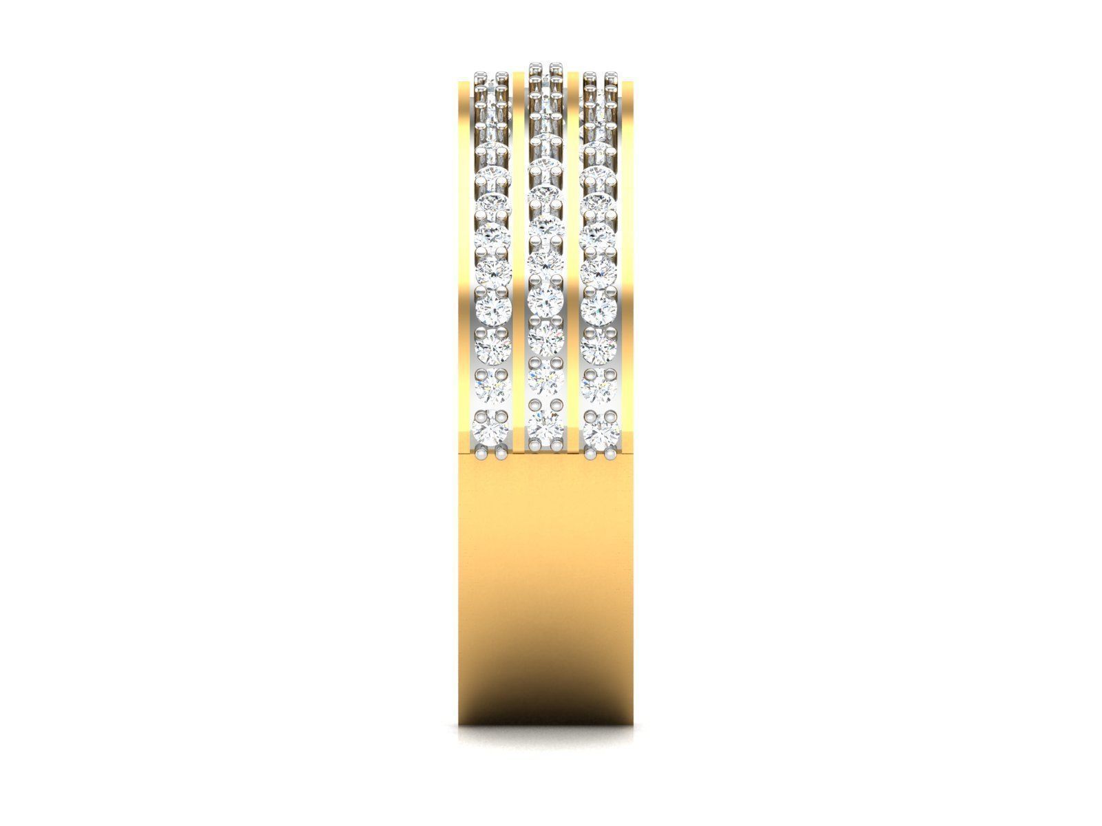 Ring-6455 gold diamond ring with three rows of diamonds 3D print model_6