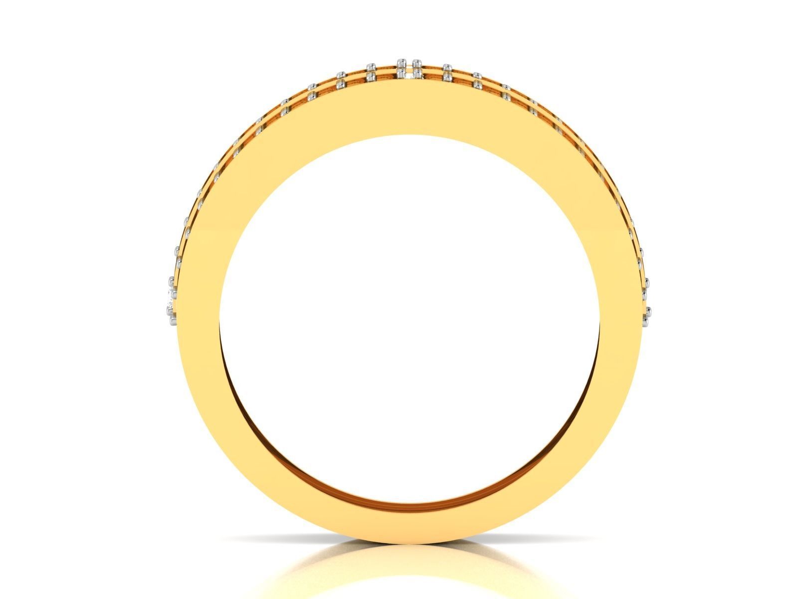 Ring-6455 gold diamond ring with three rows of diamonds 3D print model_4