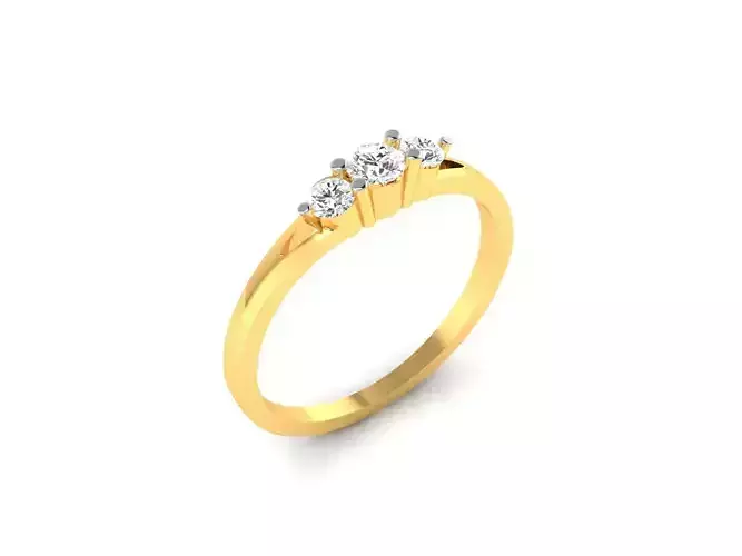 Ring-6454 1 three stone diamond ring gold