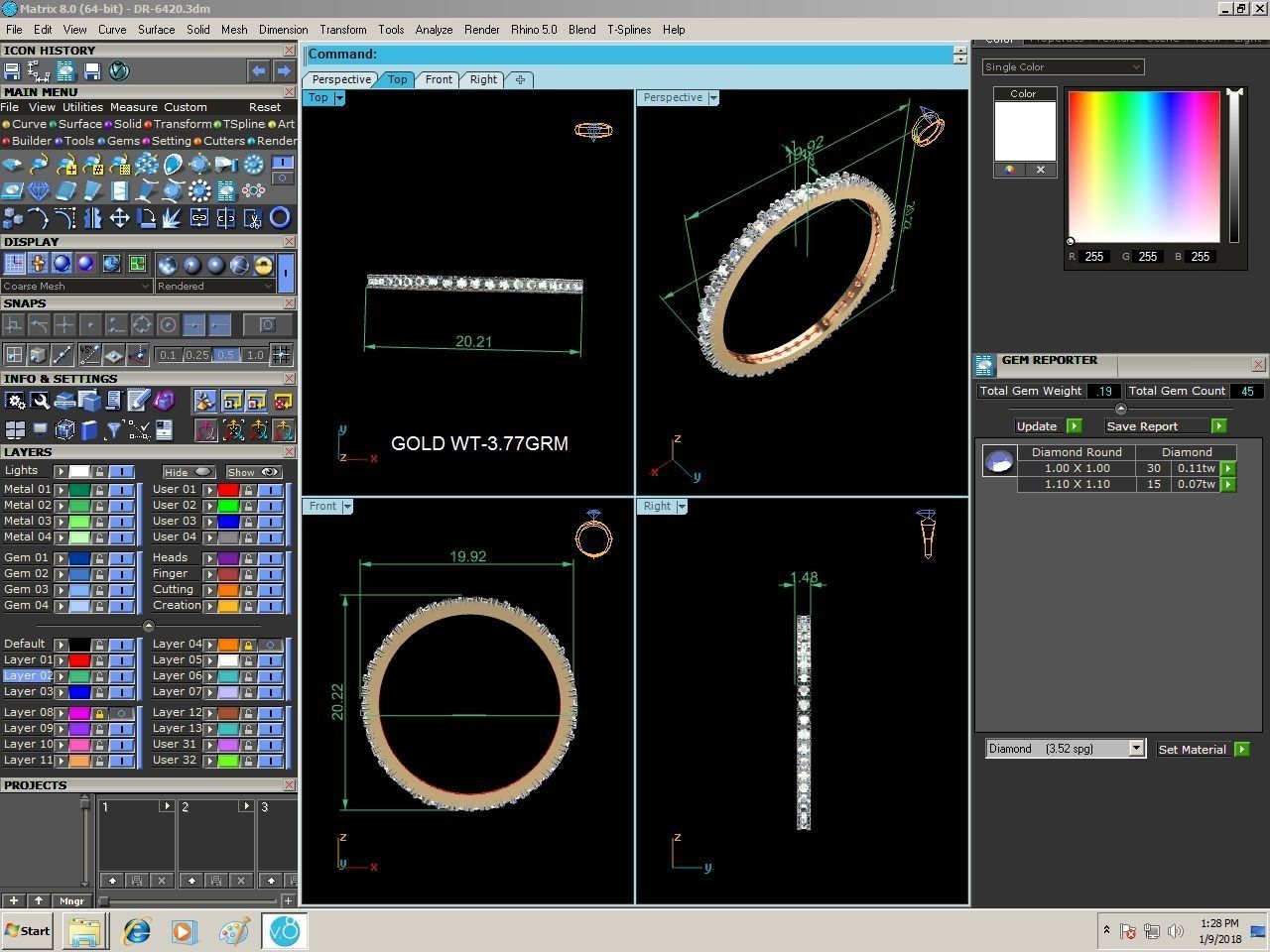 Ring-6420 diamond eternity band gold 3D print model_9