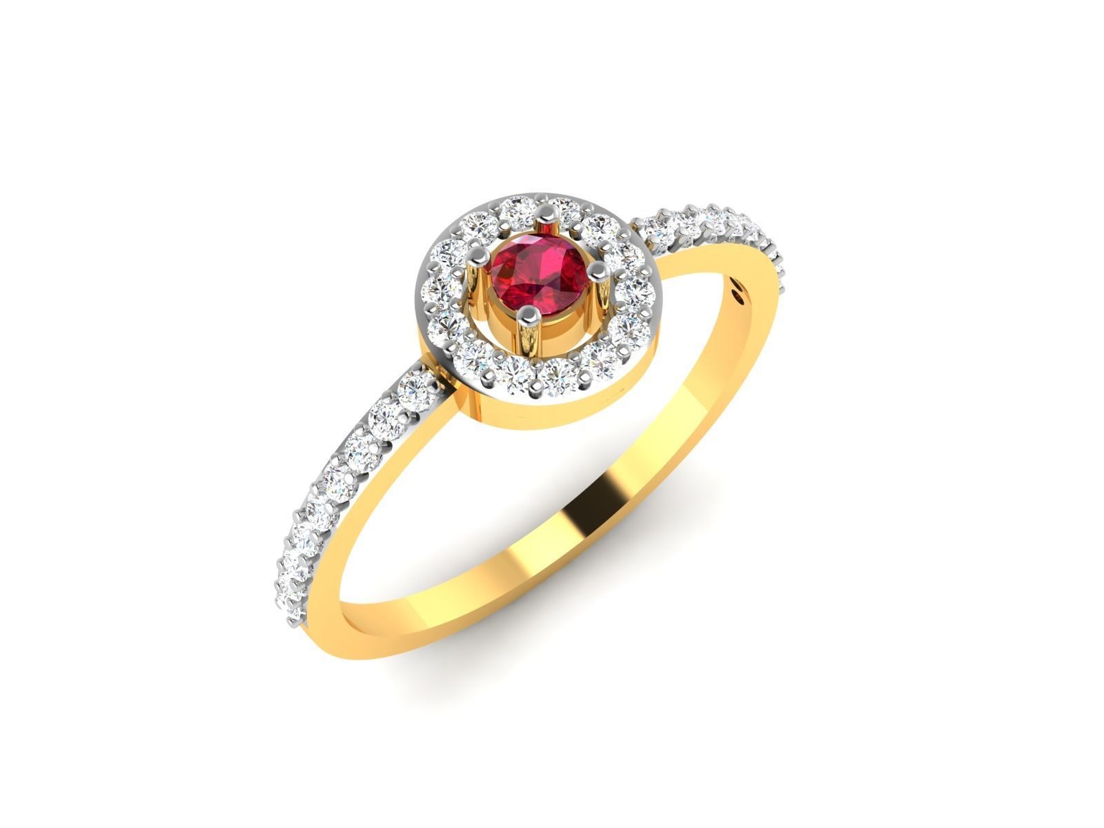 Ring-6419 ruby and diamond ring 3D print model_2