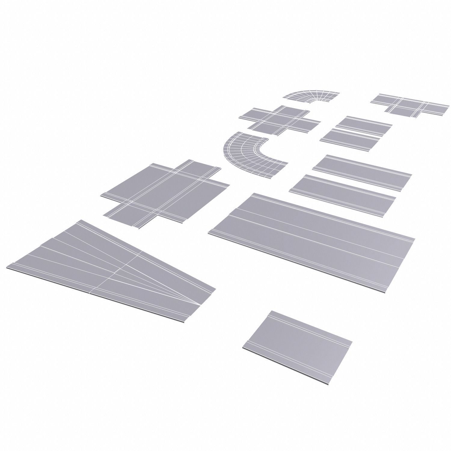 Road Pack Low-poly 3D model_3