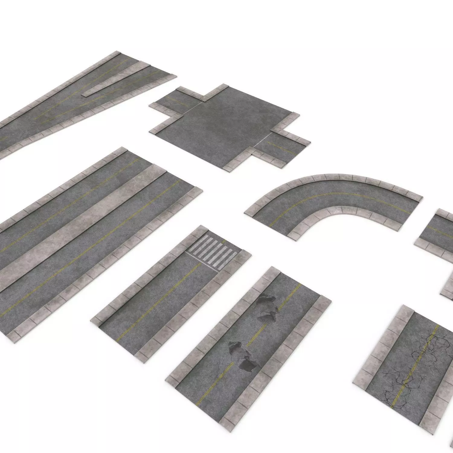 Road Pack Low-poly 3D model_0