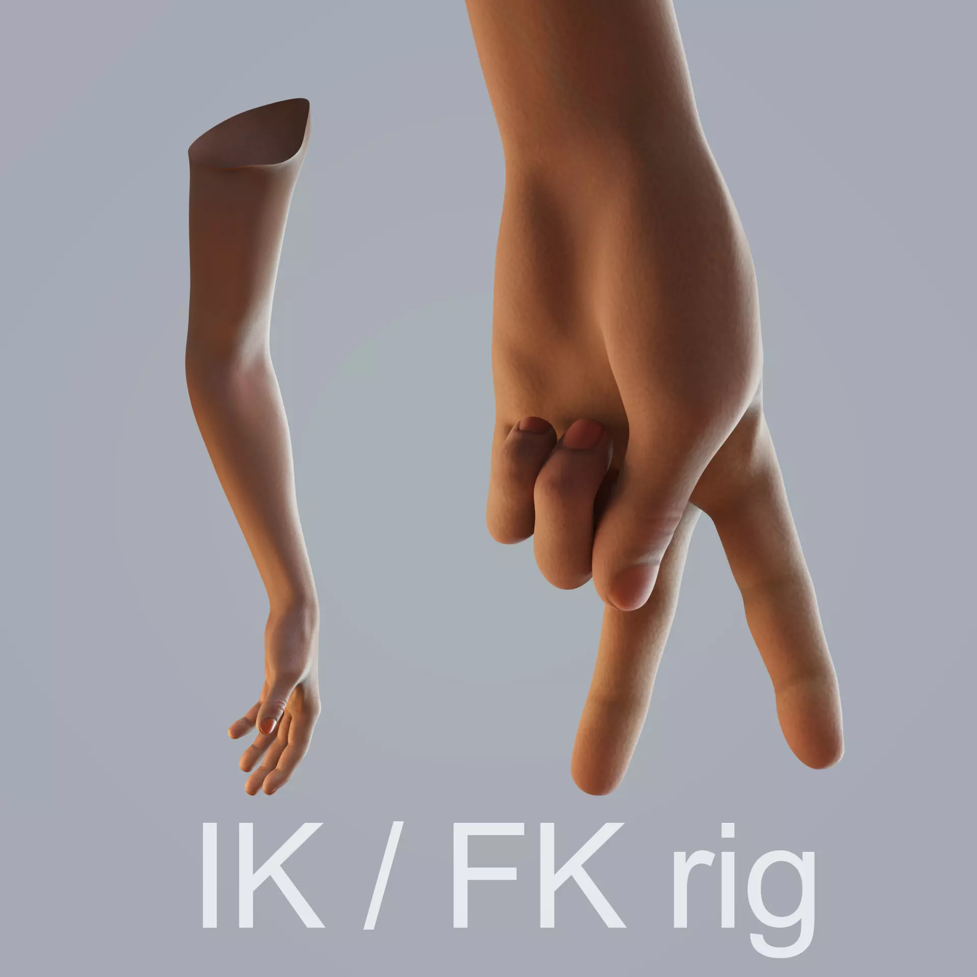 FPS dark skin hand 3D model_0