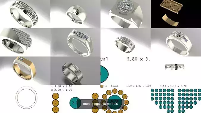 mens rings 3D Model Collection