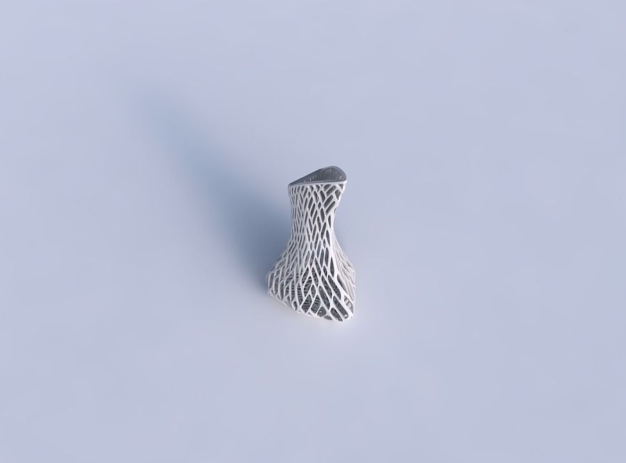 Vase puffy tappered triangle with lattice tiles  3D print model_1