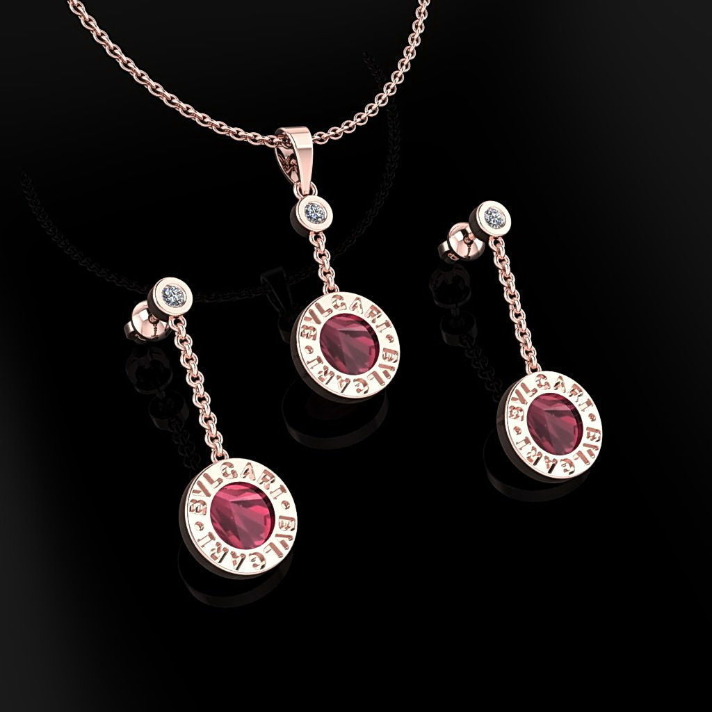 Pendant and Earrings 3D print model_1