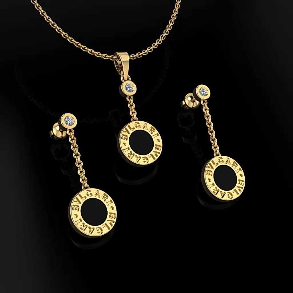 Pendant and Earrings 3D print model_0