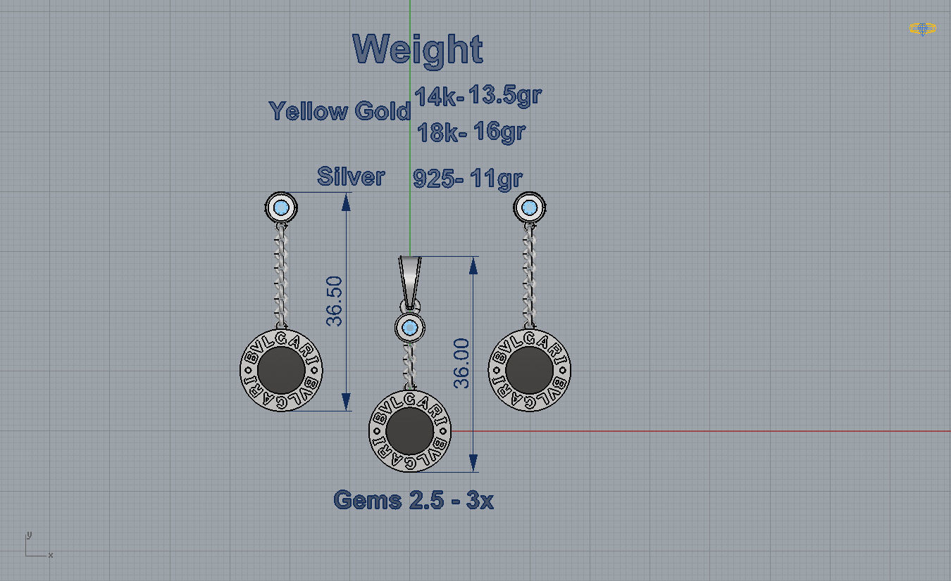 Pendant and Earrings 3D print model_3