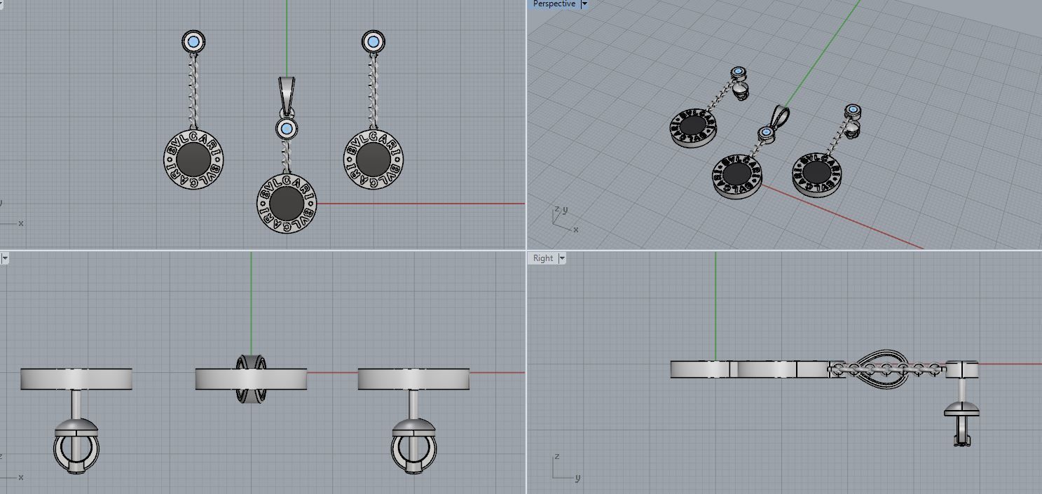 Pendant and Earrings 3D print model_7