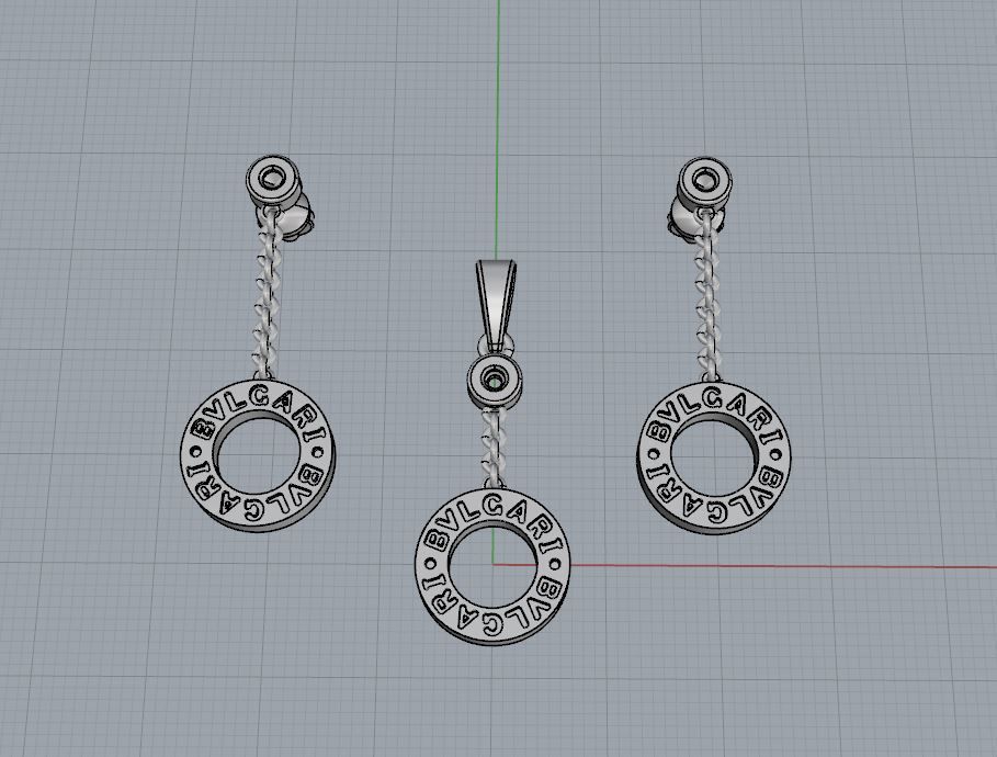 Pendant and Earrings 3D print model_8