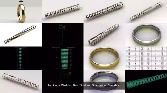 Traditional Wedding Band 3 - 4 - 5 and 8 mm wide