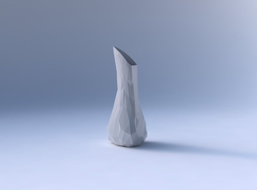 Vase puffy tappered triangle with low-polygon 3D print model_4