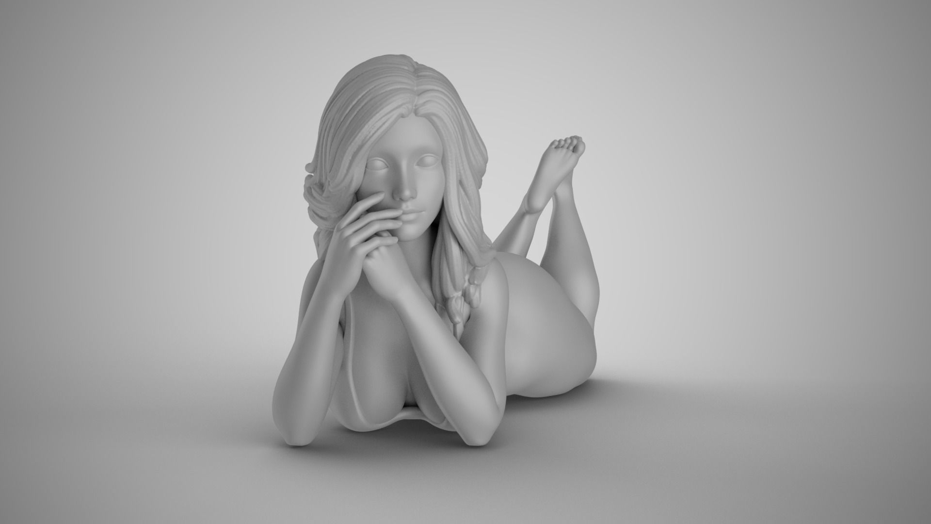 Woman Lie Face Down 2 3D print model_3