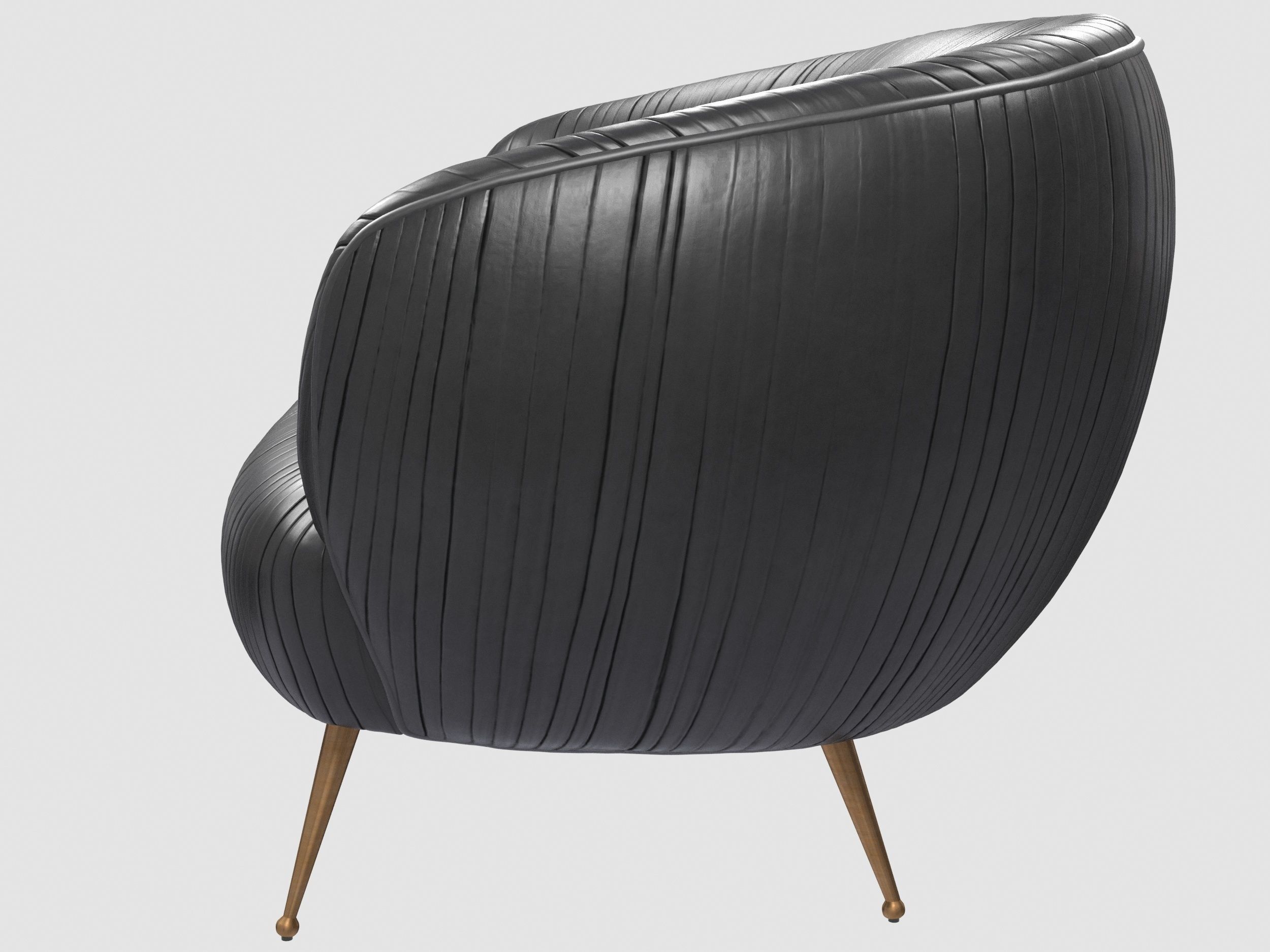 Souffle settee ruched leather onyx Kelly Wearstler  Low-poly 3D model_3