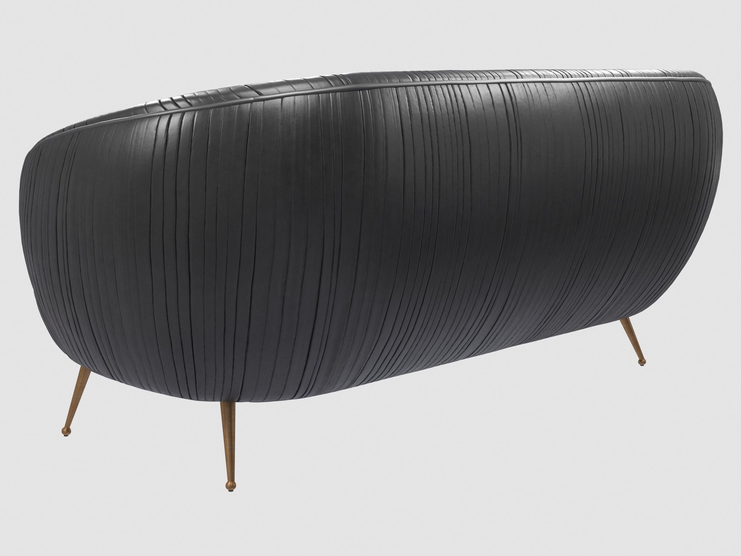 Souffle settee ruched leather onyx Kelly Wearstler  Low-poly 3D model_4
