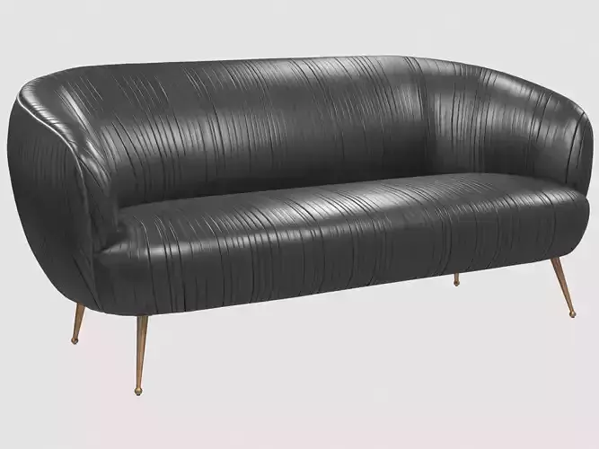 Souffle settee ruched leather onyx Kelly Wearstler  Low-poly 3D model