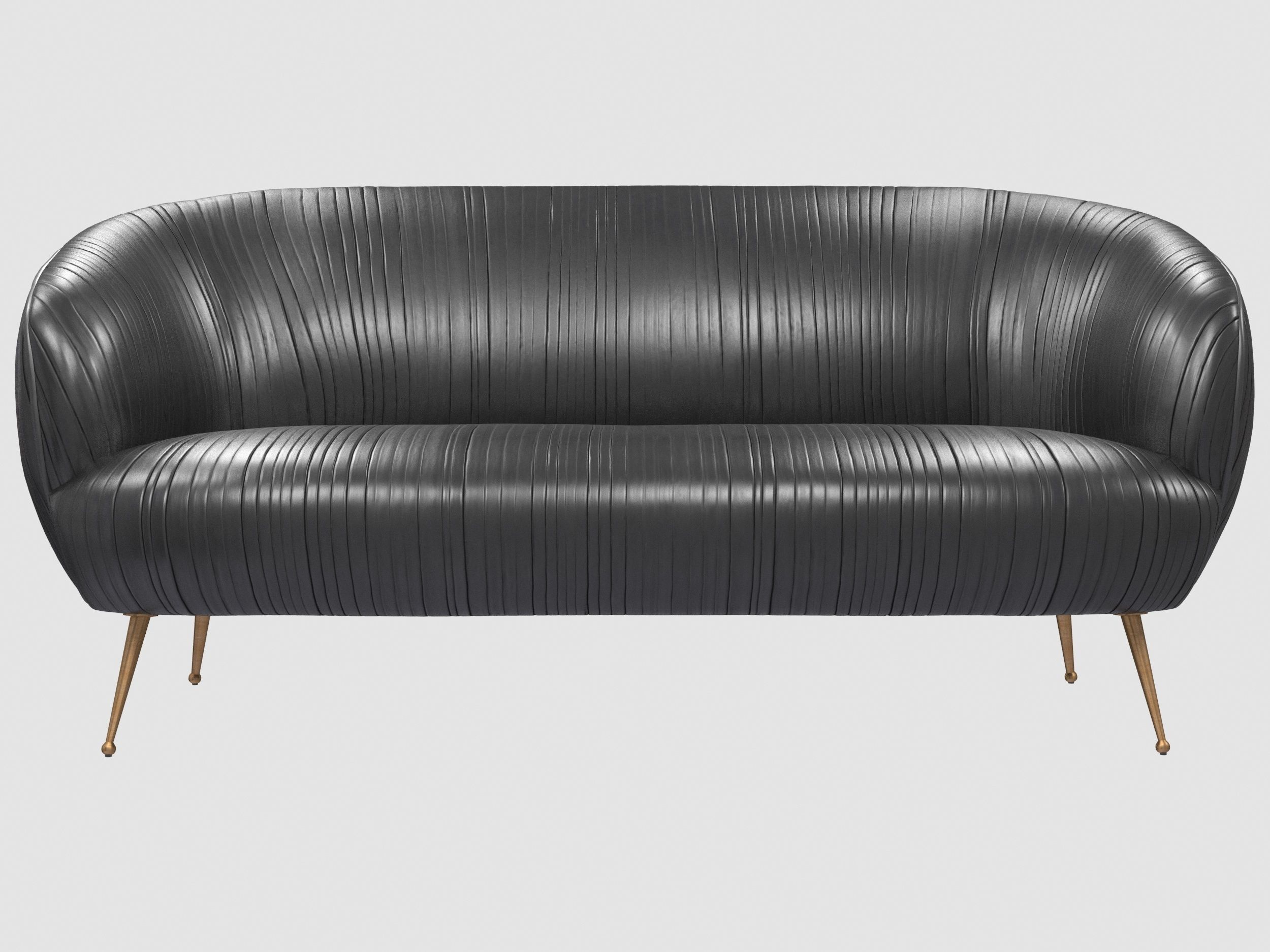 Souffle settee ruched leather onyx Kelly Wearstler  Low-poly 3D model_2