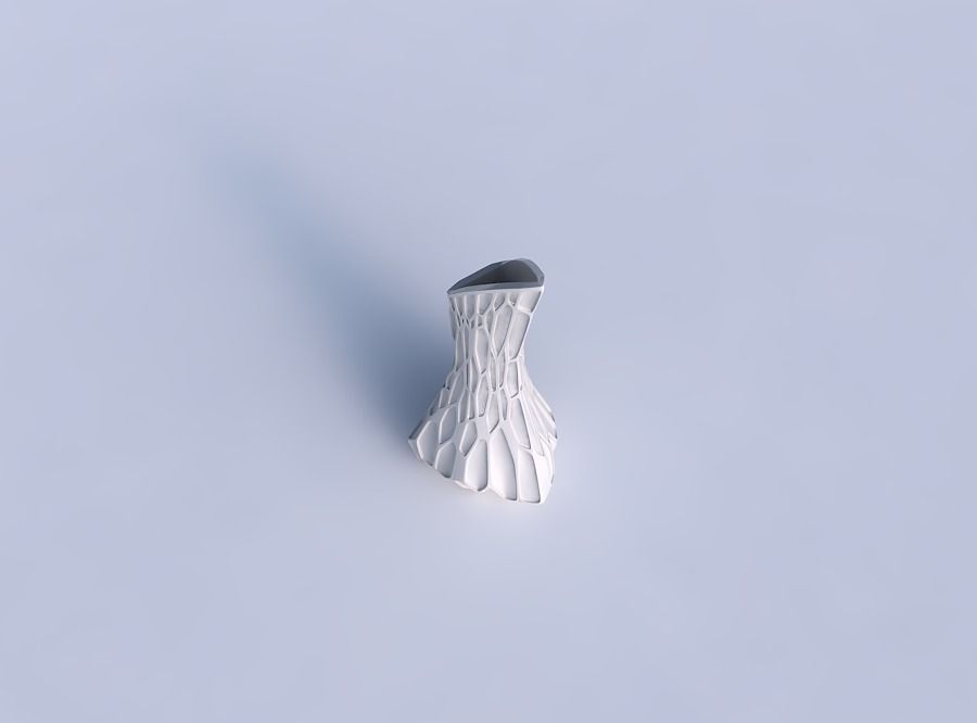 Vase puffy tappered triangle with organic dents 3D print model_1