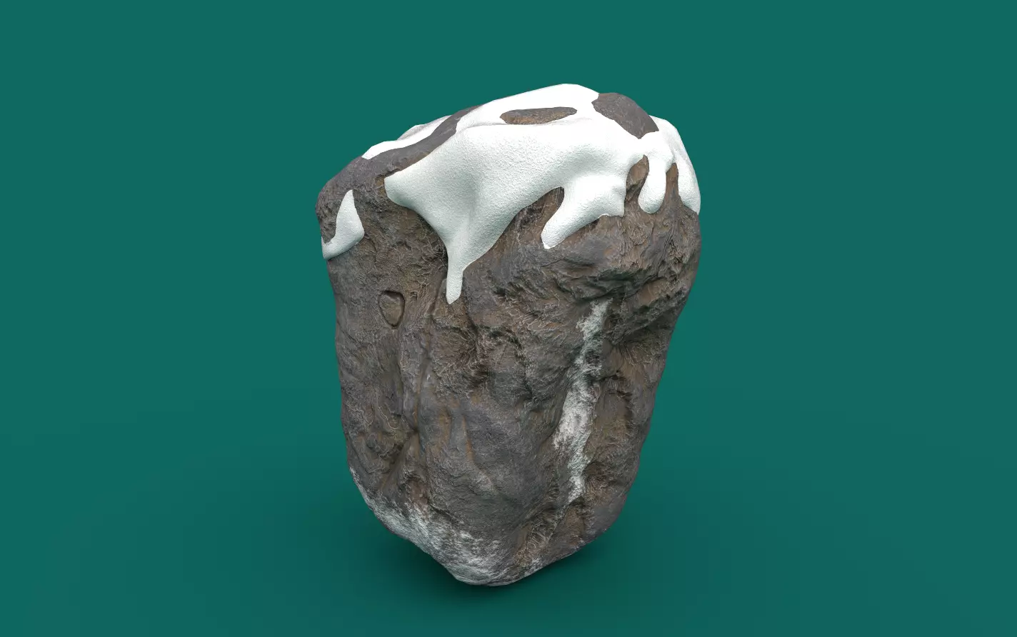 Snowy Rock  1 PBR Low-poly 3D model_0