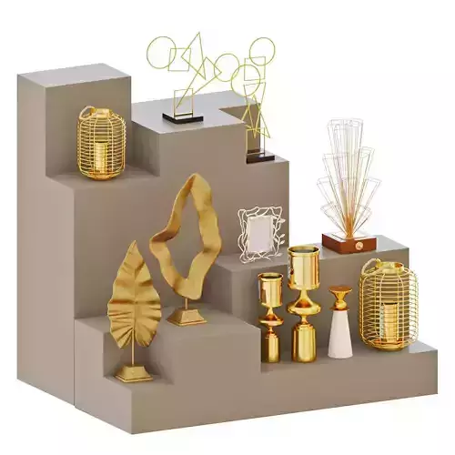Deorative set geometric sculpture - gold