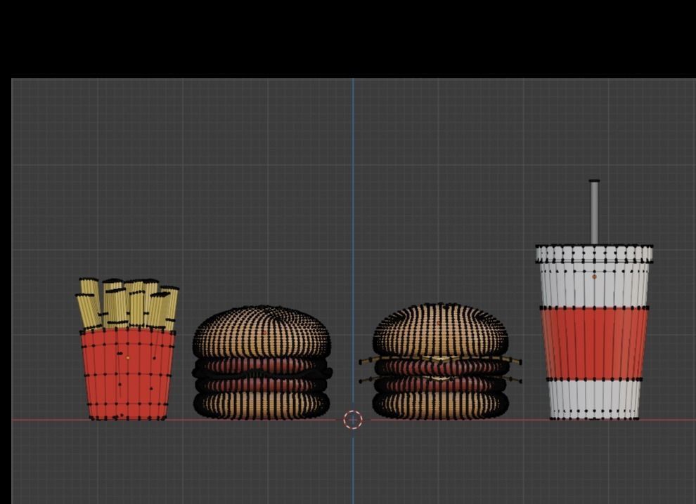 3D Render Fast food menu 3D model_1