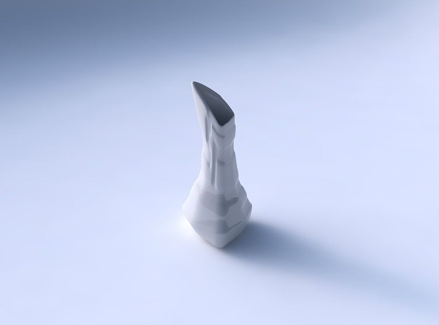 Vase puffy tappered triangle with smooth ribbons 3D print model_3