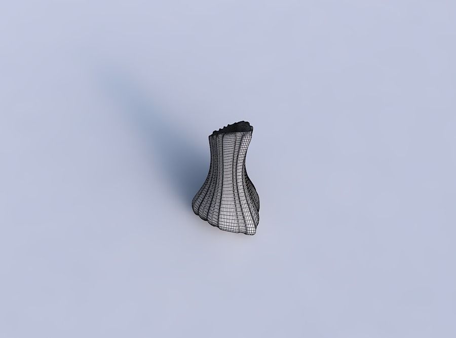 Vase puffy tappered triangle with smooth vertical ribbons   3D print model_6