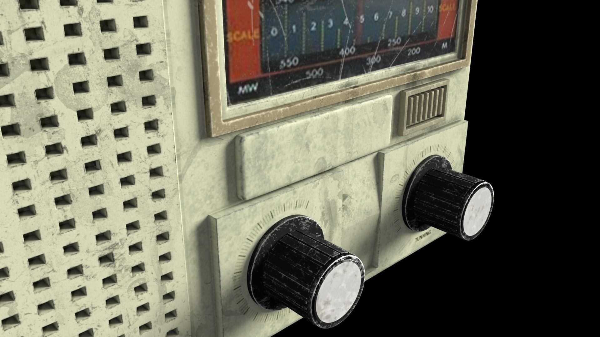 Radio transister vintage old 3D model_3