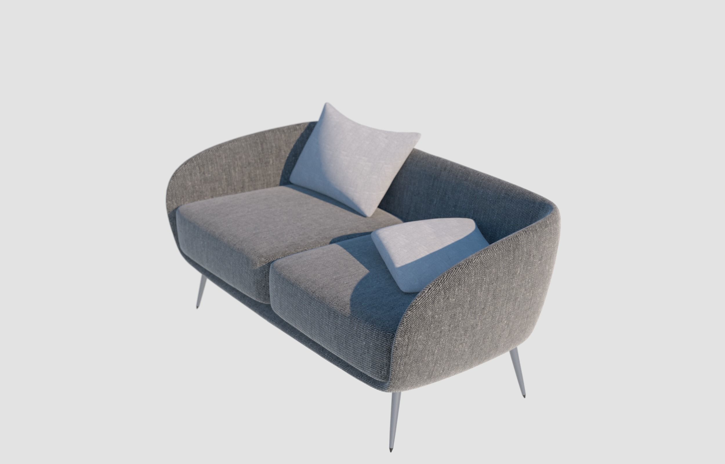 Clean Curved Revit Solid Sofa 3D model_3