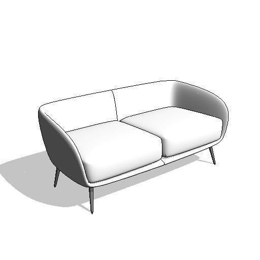Clean Curved Revit Solid Sofa 3D model_1
