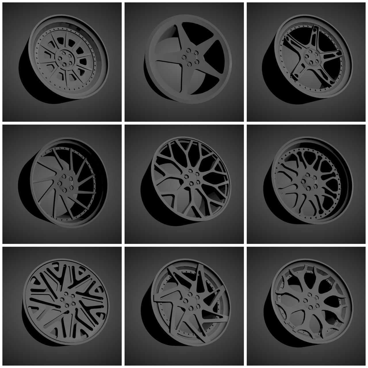 Forgiato scalable and Printable rims 3D Model Collection_2