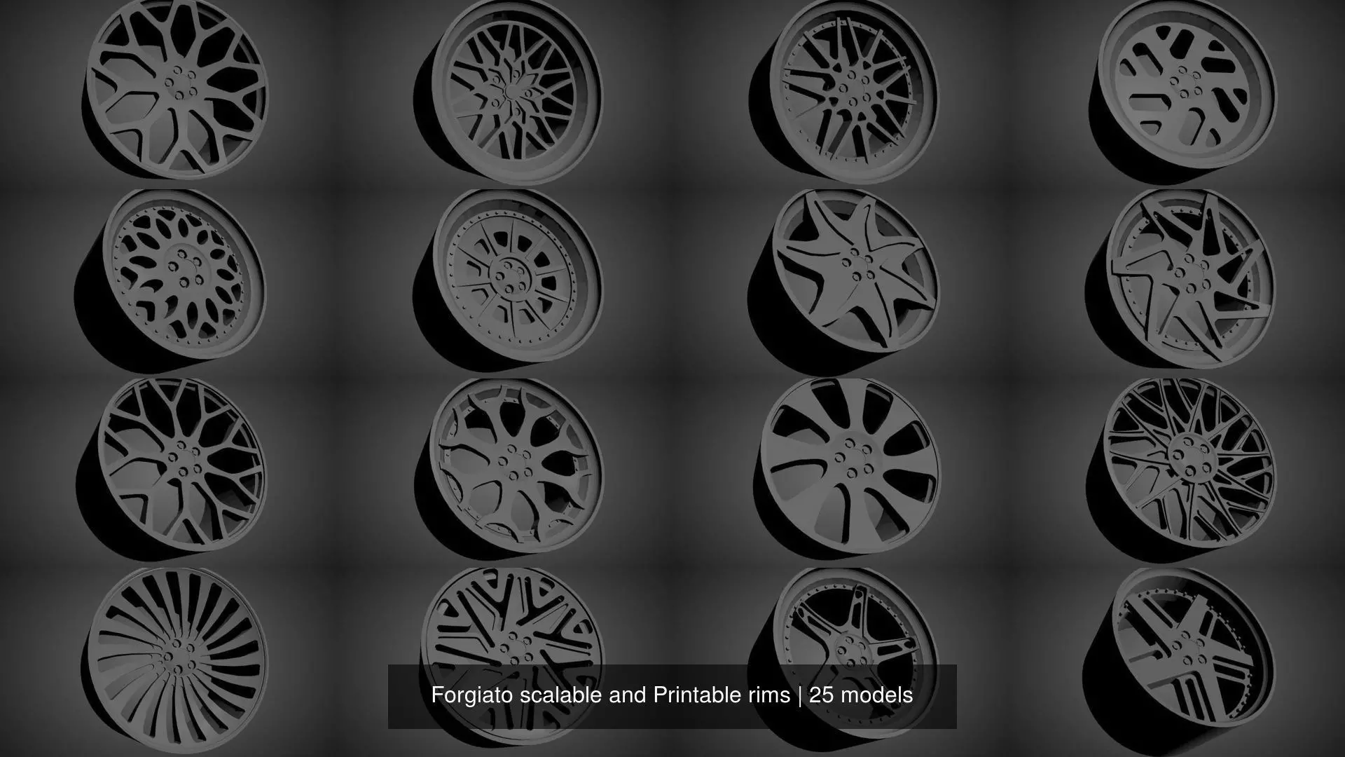 Forgiato scalable and Printable rims 3D Model Collection_1