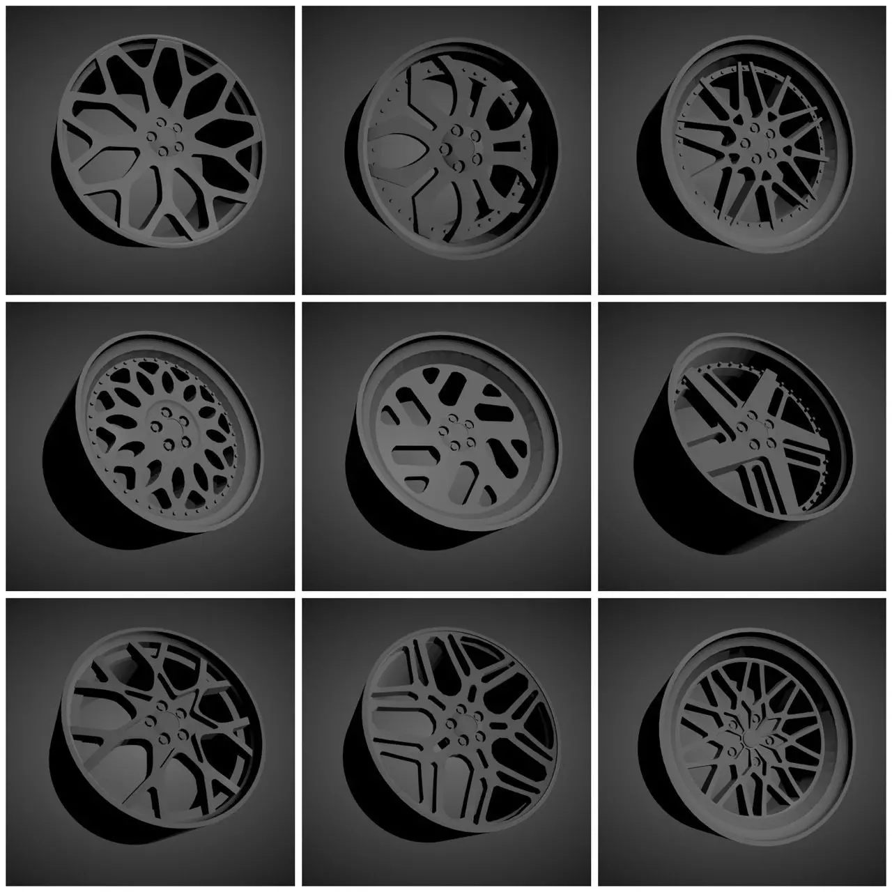 Forgiato scalable and Printable rims 3D Model Collection_0