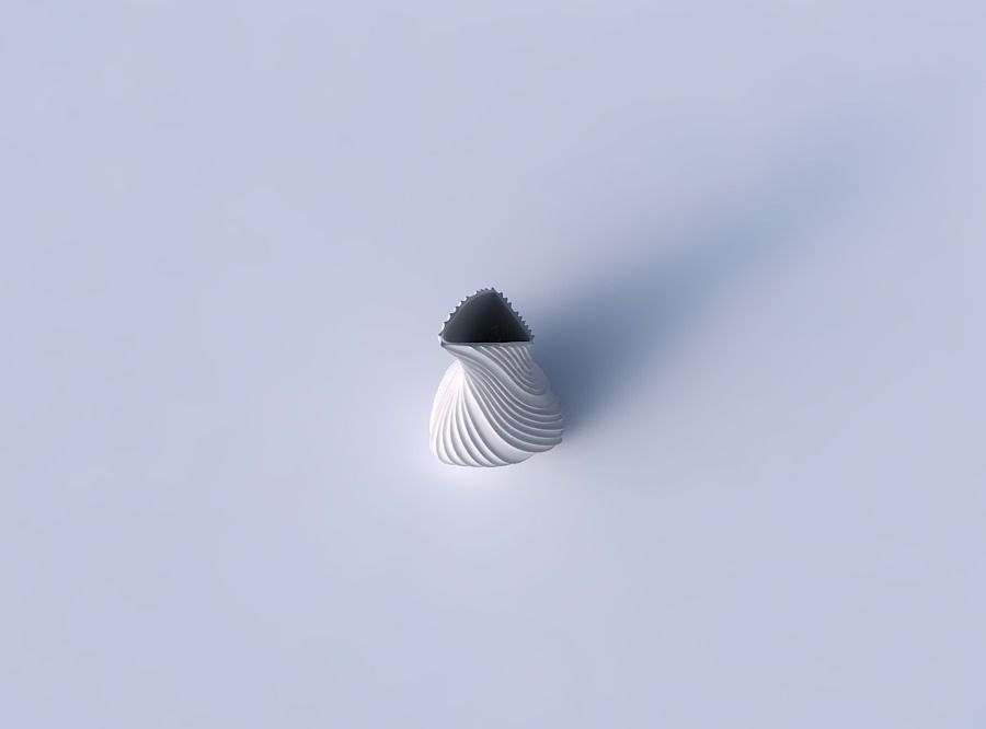 Vase puffy tappered triangle with twisted extruded lines 3D print model_2