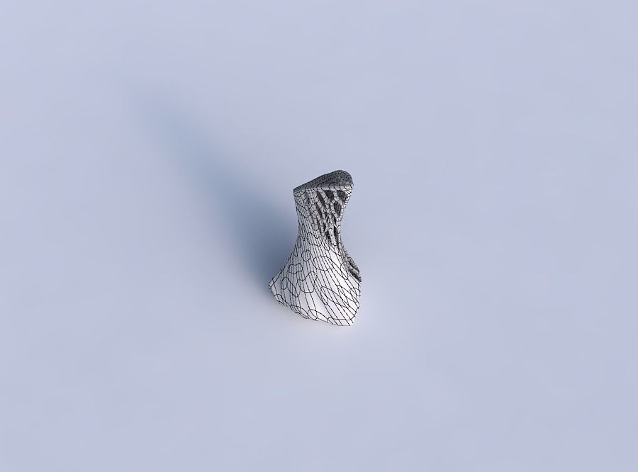 Vase puffy tappered triangle with twisted half organic lattice 3D print model_6