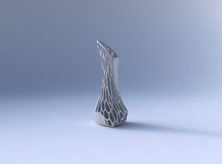 Vase puffy tappered triangle with twisted half organic lattice 3D print model_4