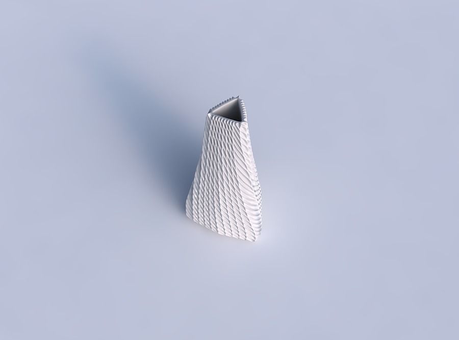Vase puffy tipped triangle with bent extruded lines 2 3D print model_1
