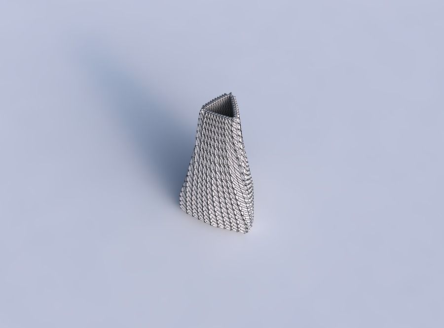 Vase puffy tipped triangle with bent extruded lines 2 3D print model_6
